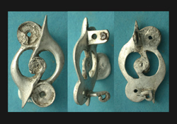 Brooch, Celtic/Romano, Trumpets, Silver c. 2nd Cent AD, RARE!